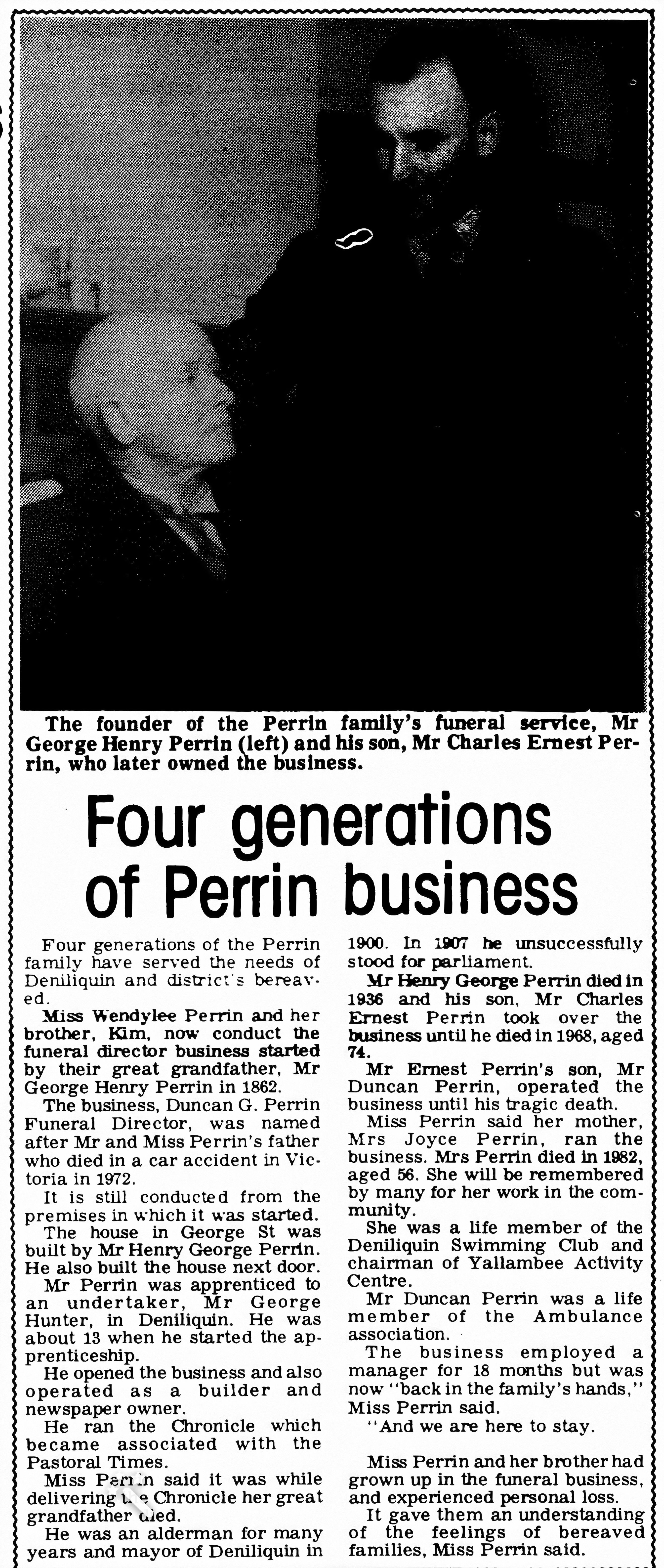 The passing of George Henry Perrin | Bryan. Halbert. McMillan. Perrin.